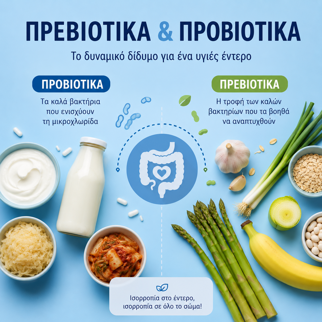 Πρεβιοτικά και προβιοτικά τρόφιμα για την υγεία του εντέρου