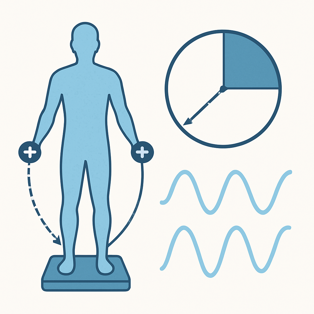Απεικόνιση μέτρησης γωνίας φάσης με λιπομέτρηση BIA