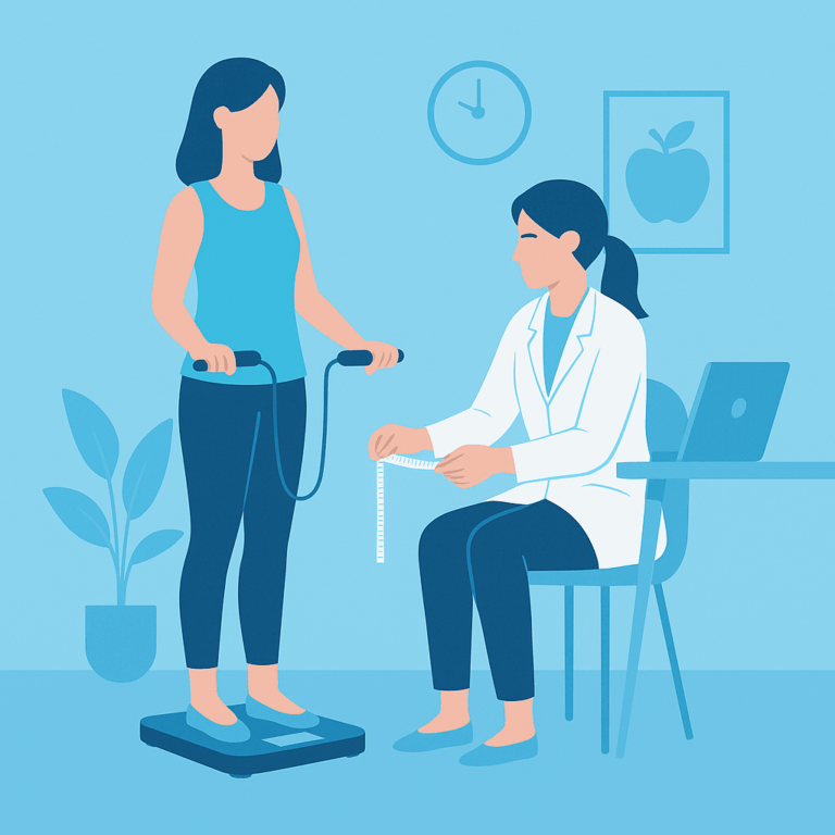 Διαιτολόγος πραγματοποιεί λιπομέτρηση και μετρήσεις σώματος σε δράση δωρεάν διατροφικής αξιολόγησης στο FitDiet Καλαμάτας.