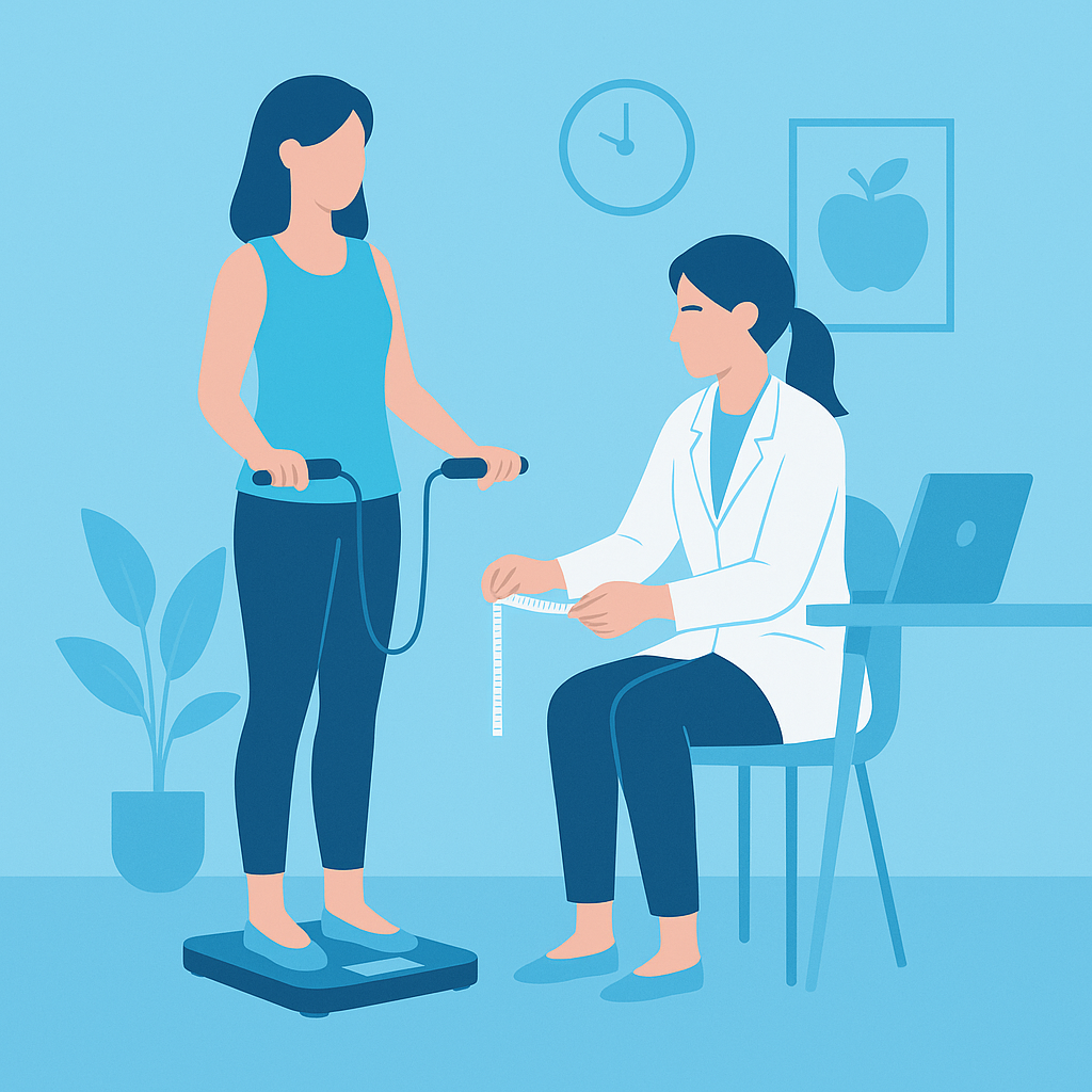 Διαιτολόγος πραγματοποιεί λιπομέτρηση και μετρήσεις σώματος σε δράση δωρεάν διατροφικής αξιολόγησης στο FitDiet Καλαμάτας.